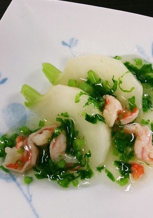 ふんわり、白かぶの春色あんかけ-レシピのメイン写真