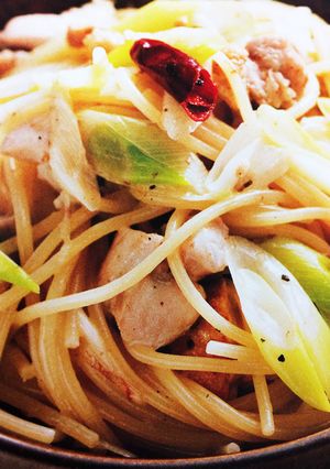 長ネギとチキンの柚子胡椒パスタ-レシピのメイン写真