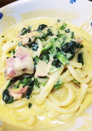 手間なし簡単おいしいカルボナーラうどん♪-レシピのメイン写真