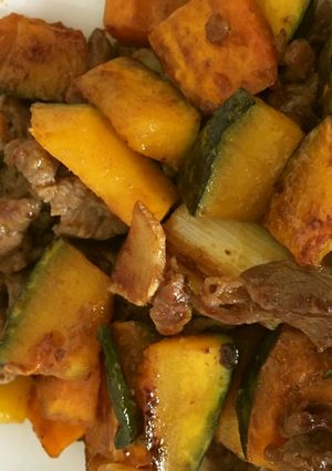 大量消費☆牛肉とかぼちゃの甘辛炒め♡-レシピのメイン写真