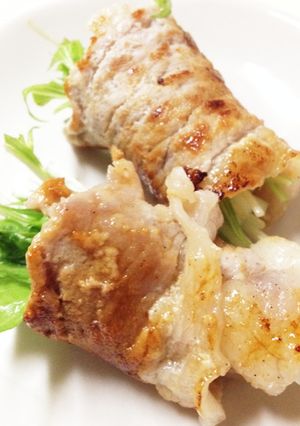 豚肉の水菜巻き　ハニーヨーグルト-レシピのメイン写真