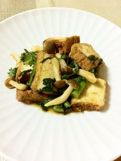 厚揚げ・春菊・しめじの生姜醤油炒め-レシピのメイン写真