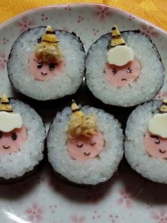 節分♪鬼♪かわいい巻き寿司♡キャラ弁にも-レシピのメイン写真