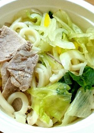 レンジで簡単❗豚肉入り野菜うどん鍋-レシピのメイン写真