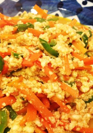 ヨシダソースで♪野菜入りふわふわ炒り卵-レシピのメイン写真