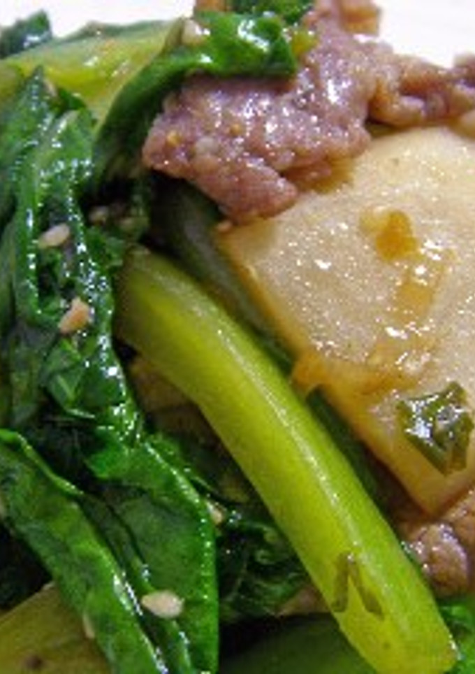 かぶと青梗菜と豚肉の炒め物-レシピのメイン写真
