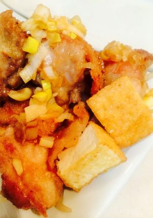 かりかりチキンと厚揚げの葱ソース♪-レシピのメイン写真