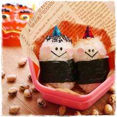 รูปของ 節分＊可愛い鬼さんnoおにぎり☆キャラ弁