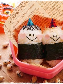 節分*可愛い鬼さんnoおにぎり☆キャラ弁-レシピのメイン写真