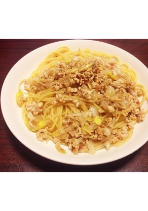 ひき肉と長ネギの梅パスタ-レシピのメイン写真