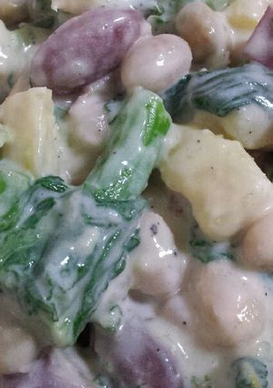 菜の花と薩摩芋お豆とのヨーグルトサラダ-レシピのメイン写真