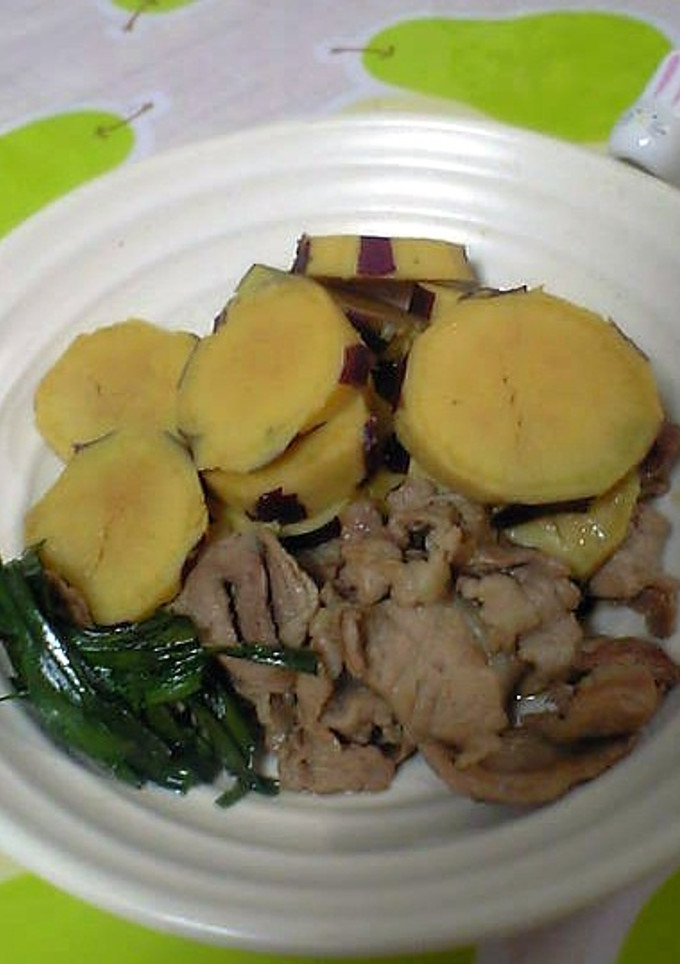 さつまいもと豚肉の煮物-レシピのメイン写真