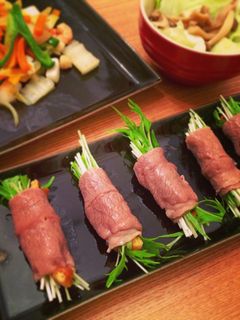 水菜・油揚げ・梅のくるくる肉巻き♡-レシピのメイン写真