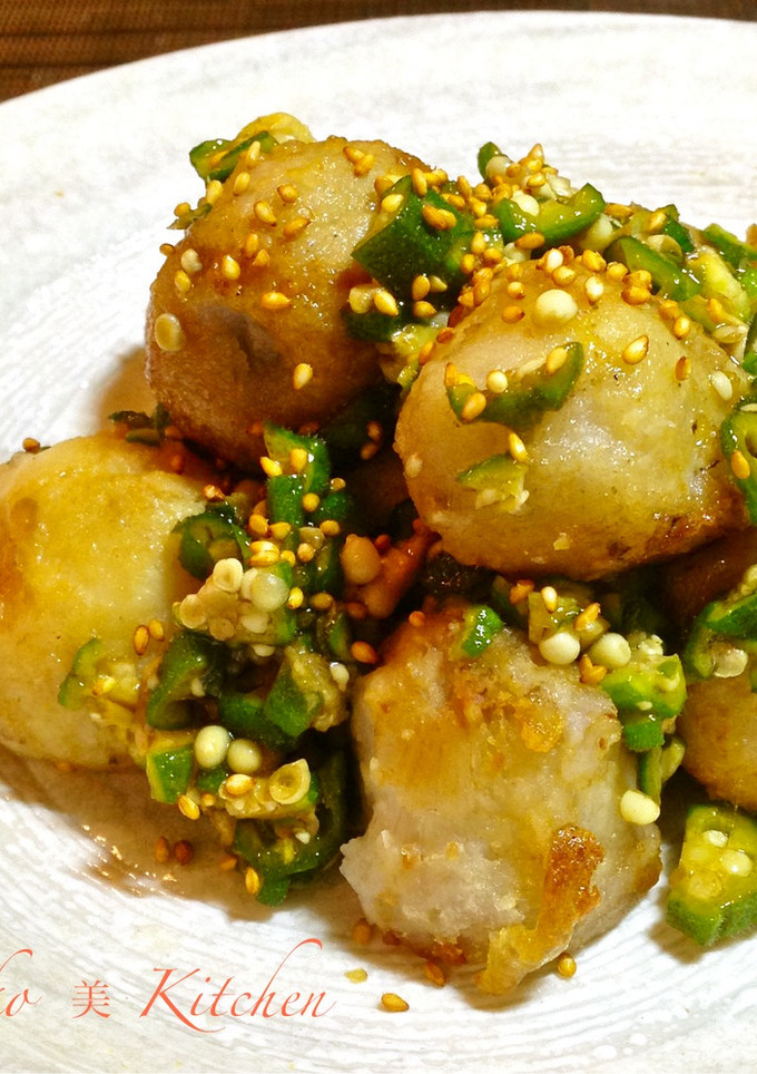 揚げ焼き里芋の柚子胡椒オクラソース-レシピのメイン写真