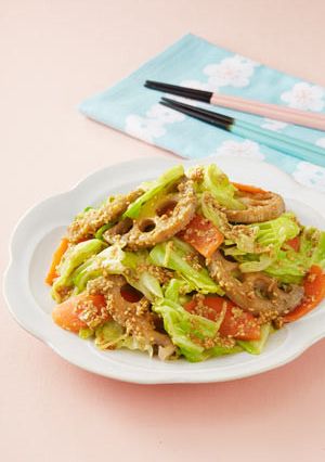 春キャベツとれんこんのごまみそ炒め-レシピのメイン写真