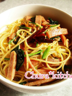 スパムとほうれん草の和風パスタ♥-レシピのメイン写真