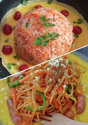 鉄板焼きナポリタン*鉄板オムライス-レシピのメイン写真