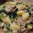 唐揚げ粉で♪鶏肉と小松菜のクリーム炒め