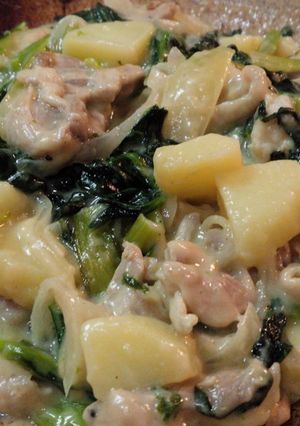 唐揚げ粉で♪鶏肉と小松菜のクリーム炒め-レシピのメイン写真