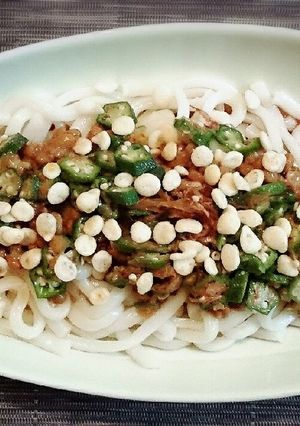 梅オクラ納豆ぶっかけうどん-レシピのメイン写真