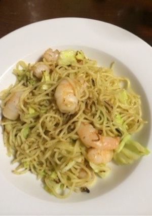 キャベツとエビの焼きソバペペロンチーノ-レシピのメイン写真