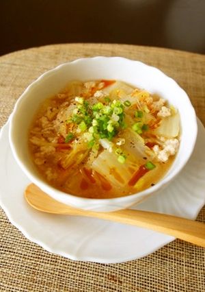 豚挽肉と白菜のピリ辛春雨スープ-レシピのメイン写真