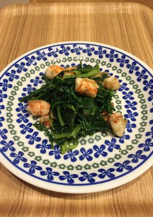 春菊とエビのソテー-レシピのメイン写真