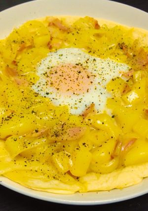 フライパンで簡単！カルボナーラピザ！-レシピのメイン写真