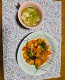 酢鶏　キャベツ&じゃがいもスープ