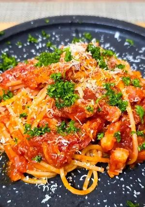 パンチェッタ・ベーコントマトソースパスタ-レシピのメイン写真