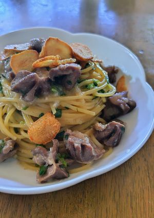 砂肝とおろし玉ねぎソースのパスタ-レシピのメイン写真
