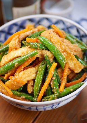 いんげんと油揚げのごま味噌バター和え🥰-レシピのメイン写真