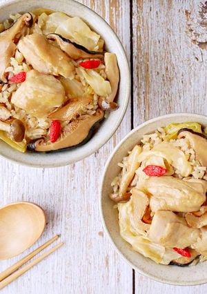 \大同電鍋レシピ/鶏と野菜の麻油炊込ご飯-レシピのメイン写真