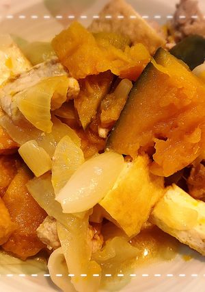 めんつゆで！かぼちゃと厚揚げの豚肉炒め-レシピのメイン写真