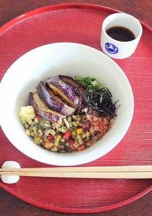 山形だしと揚げなすのぶっかけうどん-レシピのメイン写真