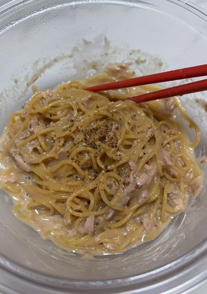 ツナの味噌豆乳パスタ【レンジのみ】-レシピのメイン写真