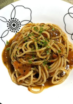 完熟柿、豆鼓、ハリッサのパスタ-レシピのメイン写真