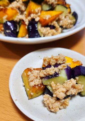 なすとかぼちゃの鶏そぼろあん-レシピのメイン写真