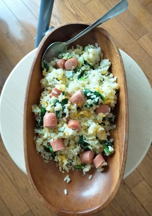 小松菜とウインナーの大盛り卵炒飯-レシピのメイン写真