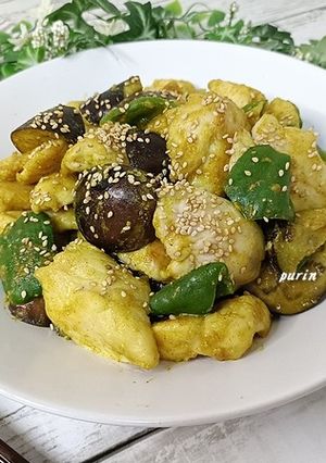 鶏胸肉とナスの味噌カレー炒め-レシピのメイン写真