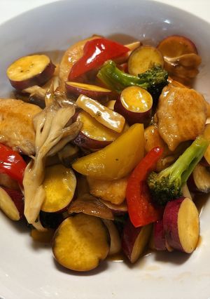 新米と食べる！鶏ささみと秋野菜の甘酢炒め-レシピのメイン写真