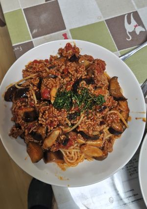 ひき肉ガッツリ！濃厚ナスのポロネーゼ-レシピのメイン写真