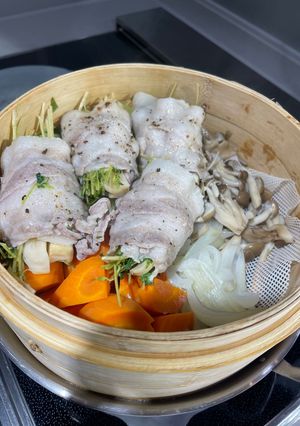 豆苗とエリンギの肉巻きせいろ蒸し-レシピのメイン写真