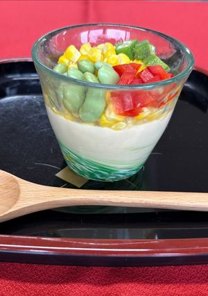 とうもろこしの彩り冷製茶碗蒸し-レシピのメイン写真