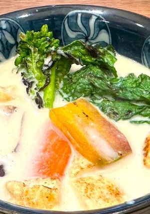 菜の花とニンジンの焼き野菜豆乳スープ-レシピのメイン写真