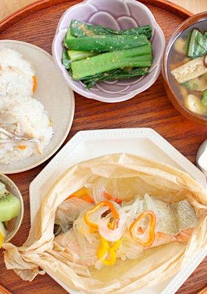 大同電鍋で舞茸ご飯／秋鮭蒸し／ねぎぬた-レシピのメイン写真