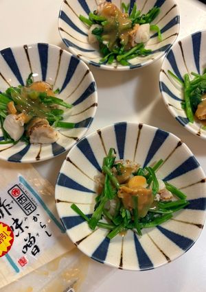 せりとホタテの酢味噌和え-レシピのメイン写真