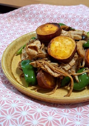 豚肉とさつまいもときのこのバタポン炒め-レシピのメイン写真