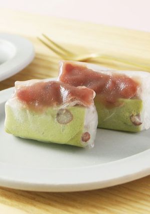 ライスペーパーで抹茶あずき大福-レシピのメイン写真