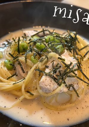 鶏肉と枝豆の豆乳スープパスタ☆-レシピのメイン写真